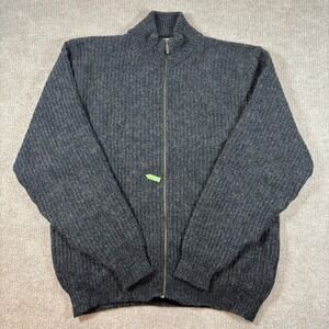 VTG 80s L.L. Bean‎ Gray Wool Alpaca Full Zip Sweater Men's Size LT